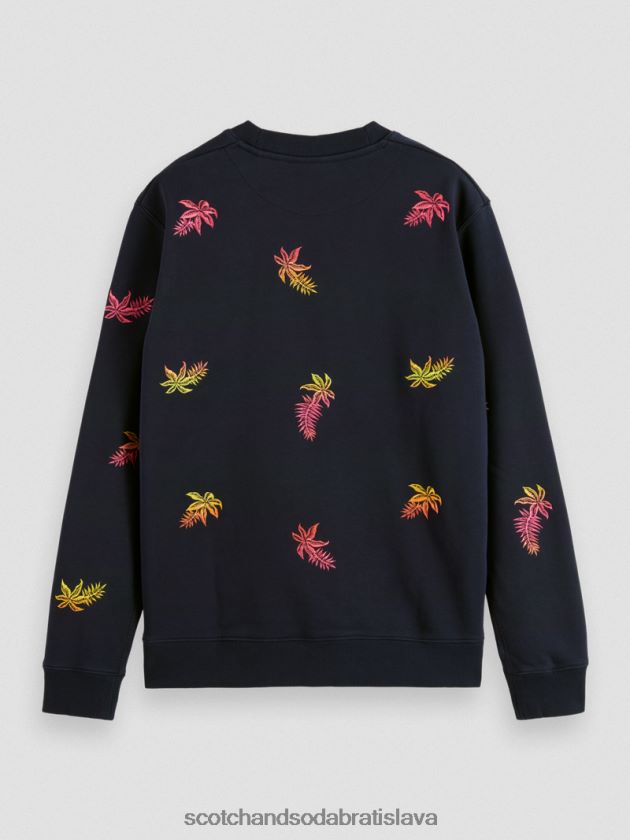 muži oblečenie námorníctvo Scotch & Soda vyšívaná mikina s výstrihom 4ZV00D521