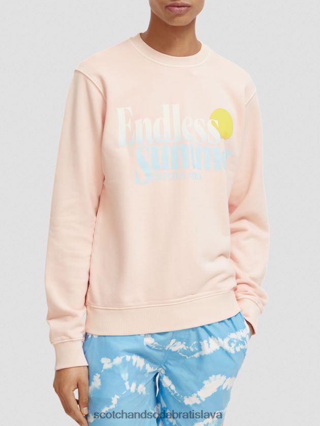 muži oblečenie ruža Scotch & Soda Obyčajná strihová mikina s grafickým výstrihom 4ZV00D541