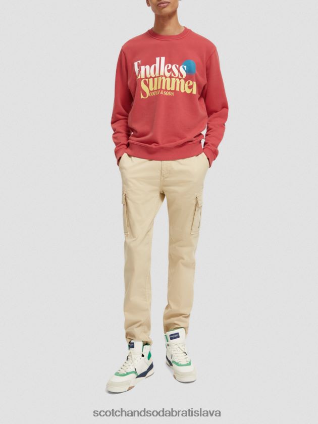 muži oblečenie tulipán červený Scotch & Soda Obyčajná strihová mikina s grafickým výstrihom 4ZV00D542