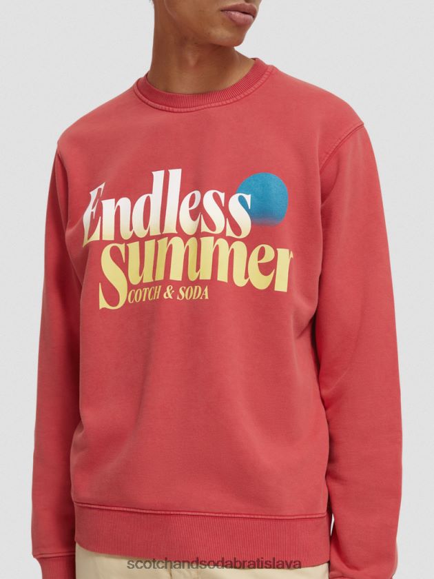 muži oblečenie tulipán červený Scotch & Soda Obyčajná strihová mikina s grafickým výstrihom 4ZV00D542