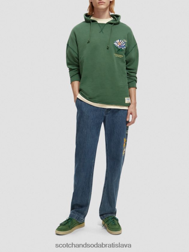 muži oblečenie vojenské Scotch & Soda vyšívaná mikina s kapucňou z organickej bavlny 4ZV00D513