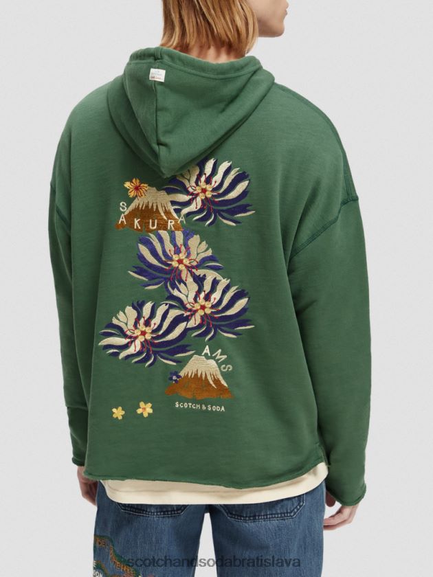 muži oblečenie vojenské Scotch & Soda vyšívaná mikina s kapucňou z organickej bavlny 4ZV00D513