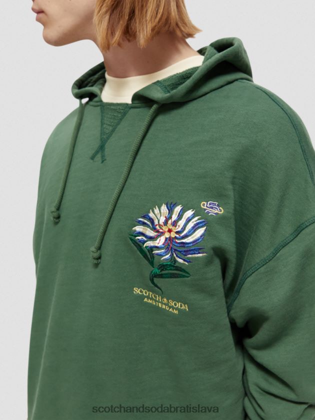 muži oblečenie vojenské Scotch & Soda vyšívaná mikina s kapucňou z organickej bavlny 4ZV00D513