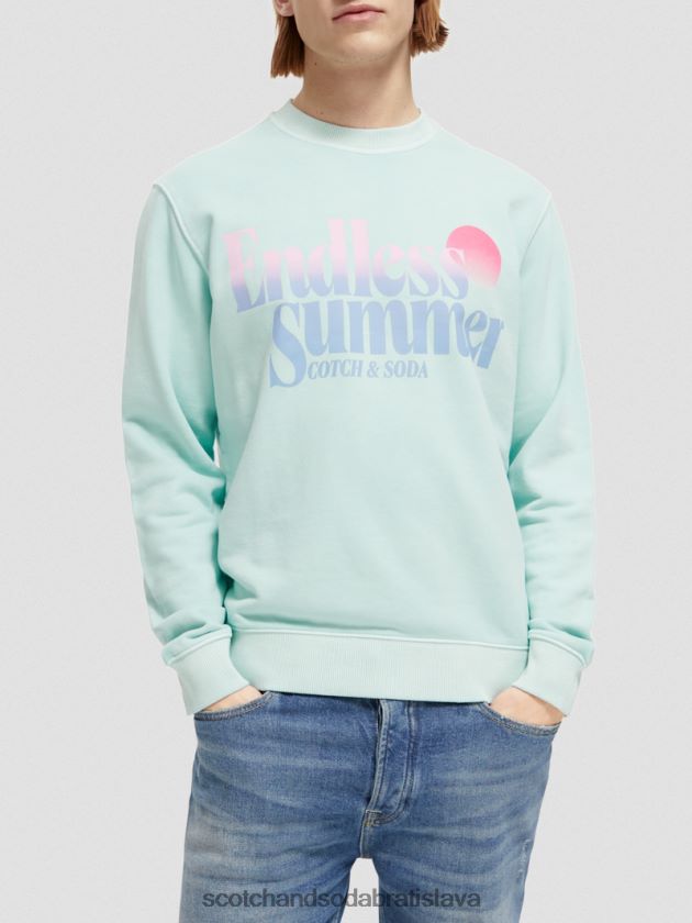 muži oblečenie záliv Scotch & Soda Obyčajná strihová mikina s grafickým výstrihom 4ZV00D540