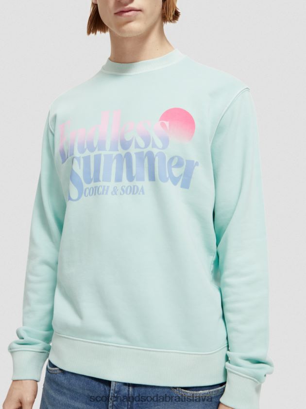 muži oblečenie záliv Scotch & Soda Obyčajná strihová mikina s grafickým výstrihom 4ZV00D540