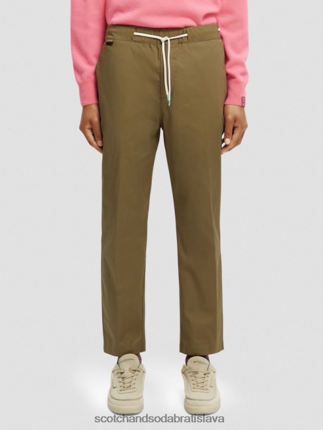 muži oblečenie kaki Scotch & Soda Obľúbený pravidelný skosený popelínový jogger 4ZV00D485