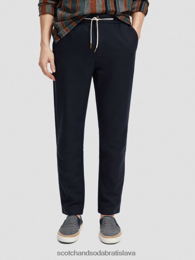 muži oblečenie námorný Scotch & Soda Warren rovný noha ľan-zmiešaný jogger 4ZV00D478