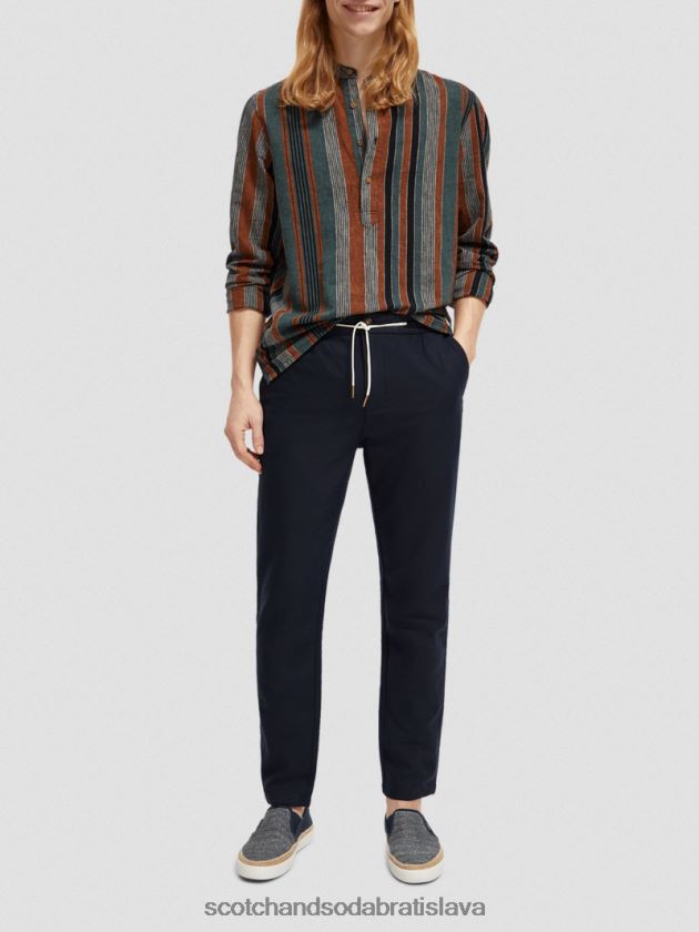 muži oblečenie námorný Scotch & Soda Warren rovný noha ľan-zmiešaný jogger 4ZV00D478