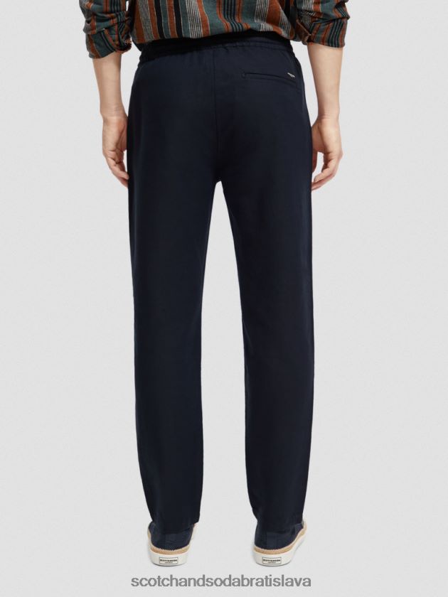 muži oblečenie námorný Scotch & Soda Warren rovný noha ľan-zmiešaný jogger 4ZV00D478