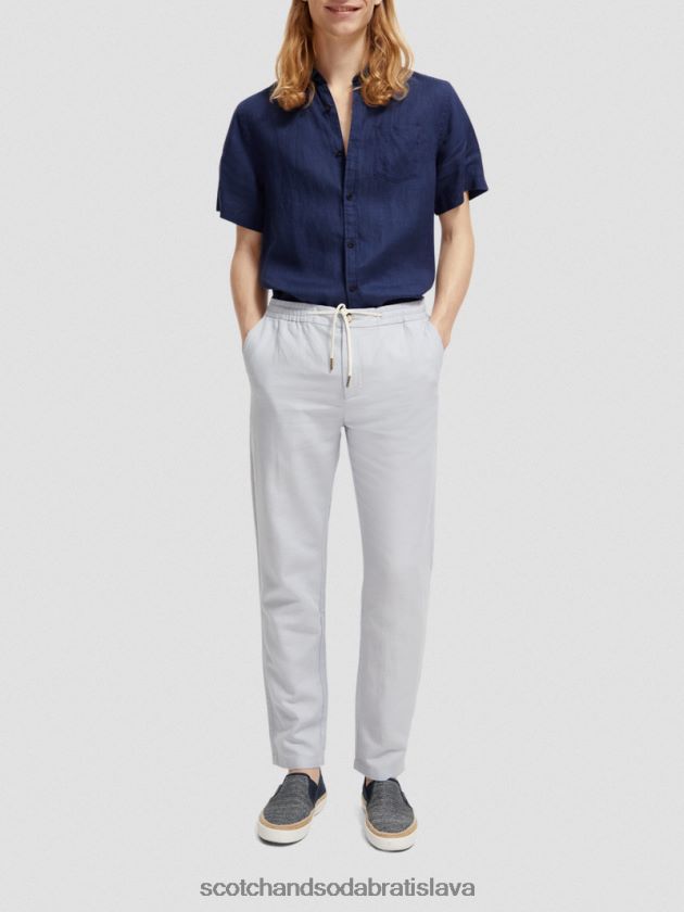 muži oblečenie svetlo šedá Scotch & Soda Warren rovný noha ľan-zmiešaný jogger 4ZV00D477