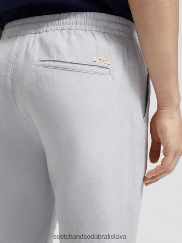 muži oblečenie svetlo šedá Scotch & Soda Warren rovný noha ľan-zmiešaný jogger 4ZV00D477