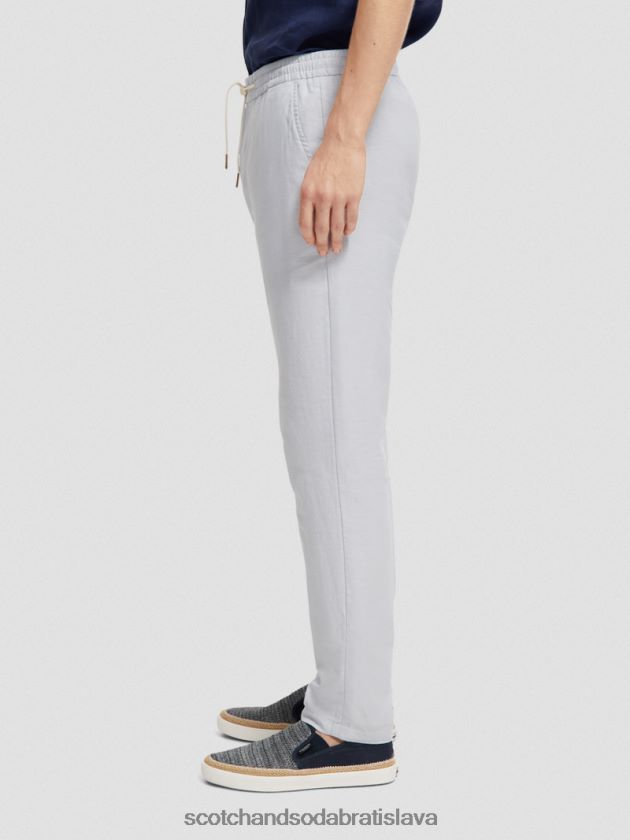 muži oblečenie svetlo šedá Scotch & Soda Warren rovný noha ľan-zmiešaný jogger 4ZV00D477
