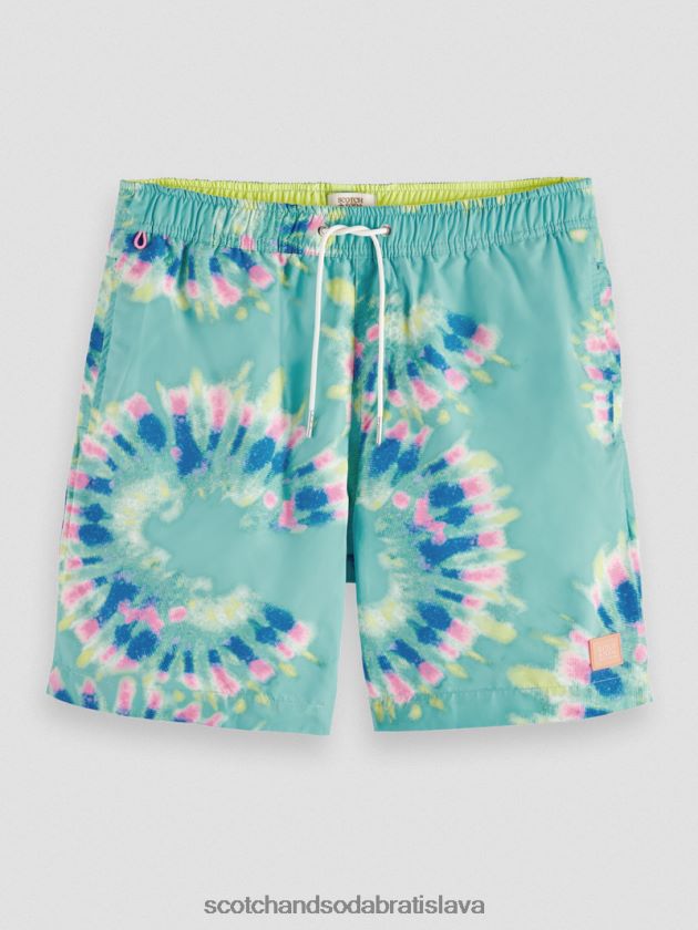 muži oblečenie farba na viazanie kvetov mäty Scotch & Soda plavkové šortky strednej dĺžky s potlačou na viazanie 4ZV00D685
