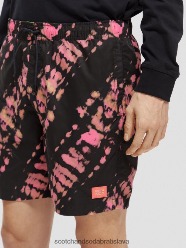 muži oblečenie čierna kravata farba Scotch & Soda plavkové šortky strednej dĺžky s potlačou na viazanie 4ZV00D686