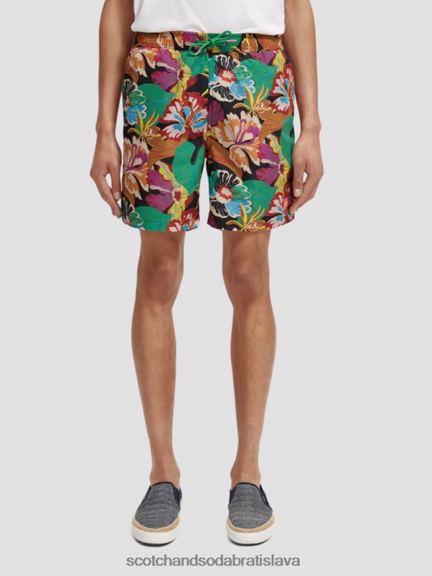 muži oblečenie čierna kvetinová aop Scotch & Soda plavecké krátke nohavice s potlačou strednej dĺžky 4ZV00D673
