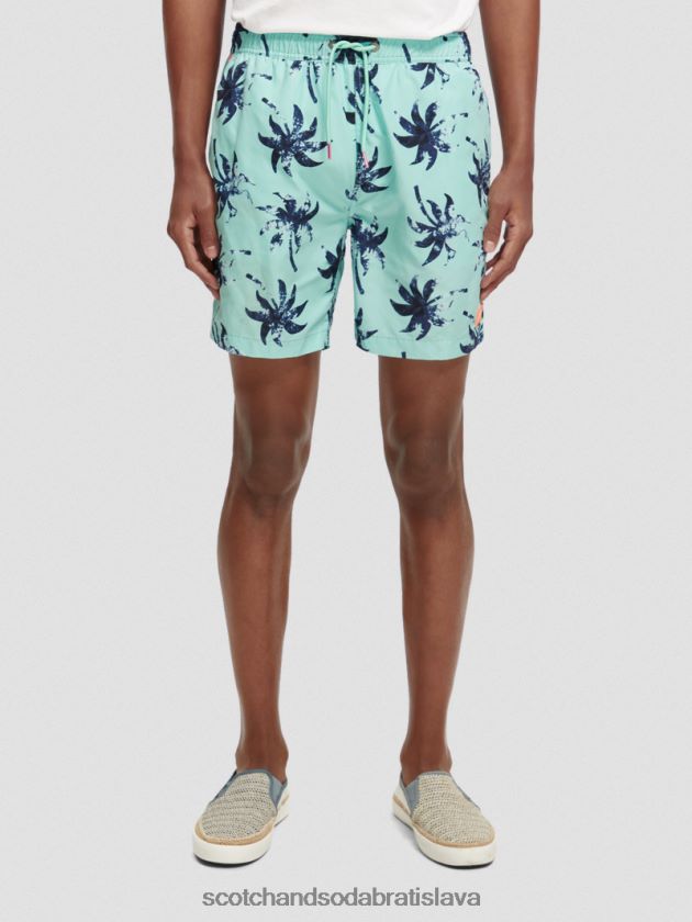 muži oblečenie mätový voskový list aop Scotch & Soda plavecké krátke nohavice s potlačou strednej dĺžky 4ZV00D675