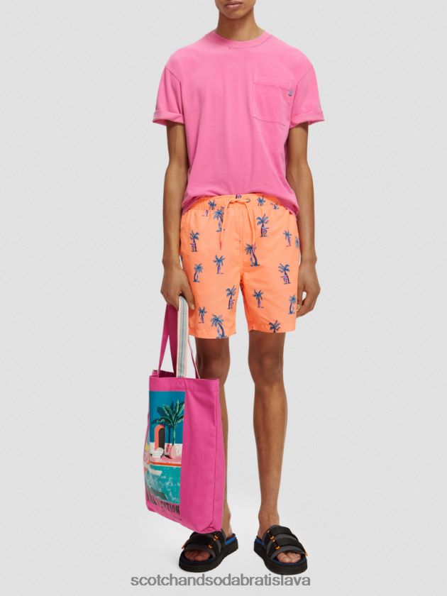 muži oblečenie ružová gitara aop Scotch & Soda plavecké krátke nohavice s potlačou strednej dĺžky 4ZV00D672