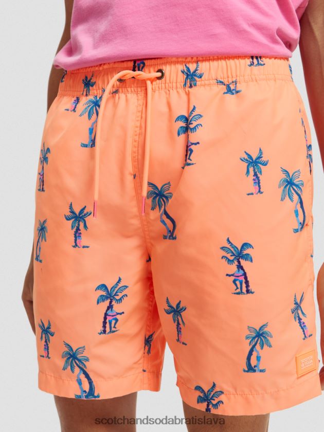 muži oblečenie ružová gitara aop Scotch & Soda plavecké krátke nohavice s potlačou strednej dĺžky 4ZV00D672