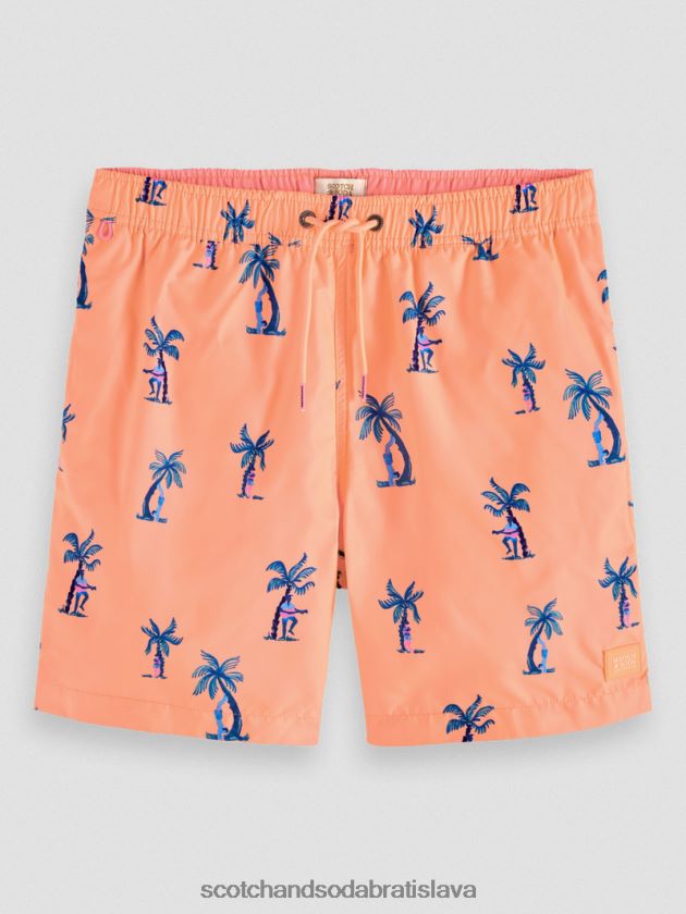 muži oblečenie ružová gitara aop Scotch & Soda plavecké krátke nohavice s potlačou strednej dĺžky 4ZV00D672