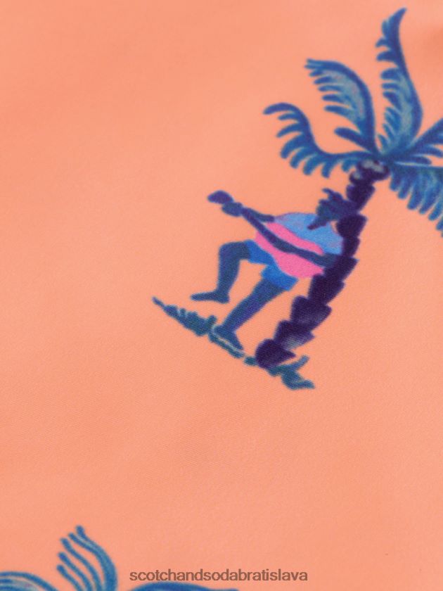 muži oblečenie ružová gitara aop Scotch & Soda plavecké krátke nohavice s potlačou strednej dĺžky 4ZV00D672