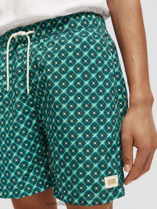 muži oblečenie tyrkysové dlaždice aop Scotch & Soda plavecké krátke nohavice s potlačou strednej dĺžky 4ZV00D669