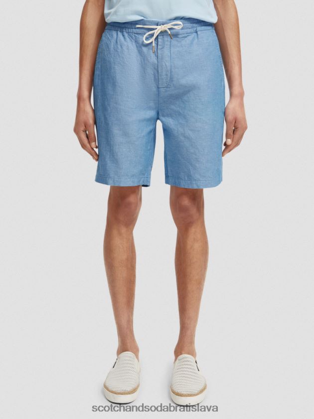 muži oblečenie dúhovka modrá Scotch & Soda obľúbené bermudy z ľanovej zmesi 4ZV00D605