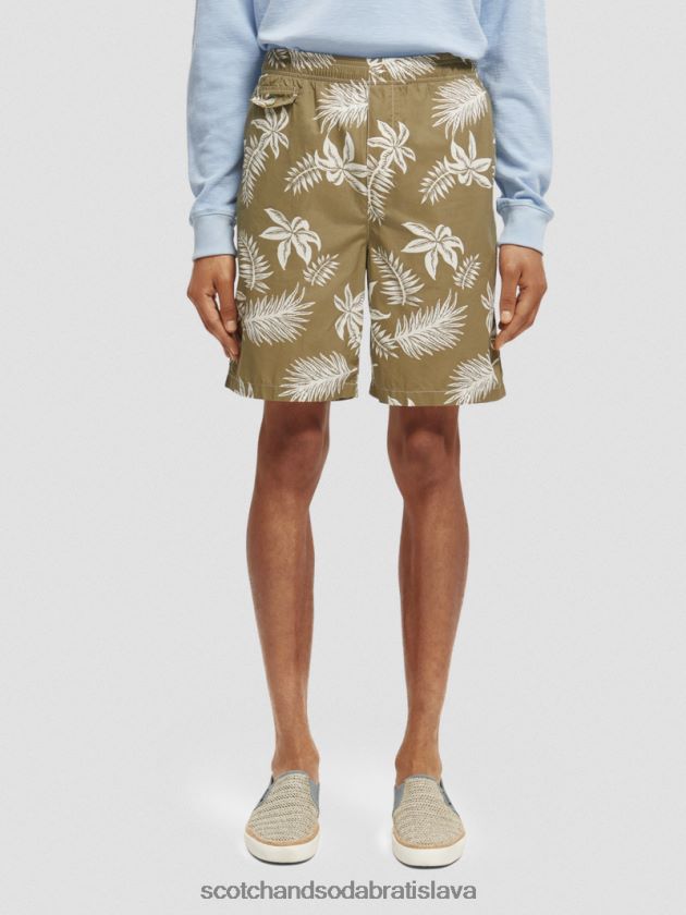 muži oblečenie kaki list Scotch & Soda popelínové bermudy s potlačou 4ZV00D615