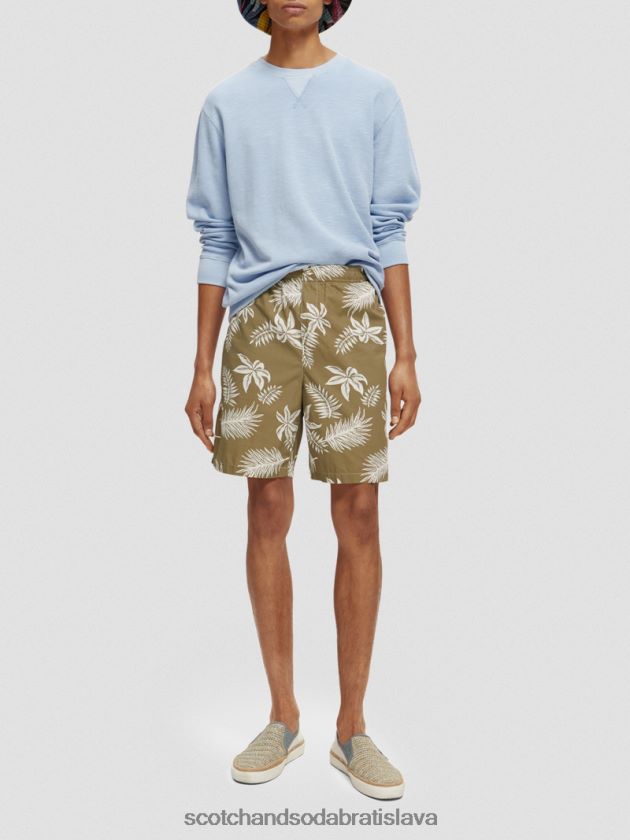 muži oblečenie kaki list Scotch & Soda popelínové bermudy s potlačou 4ZV00D615
