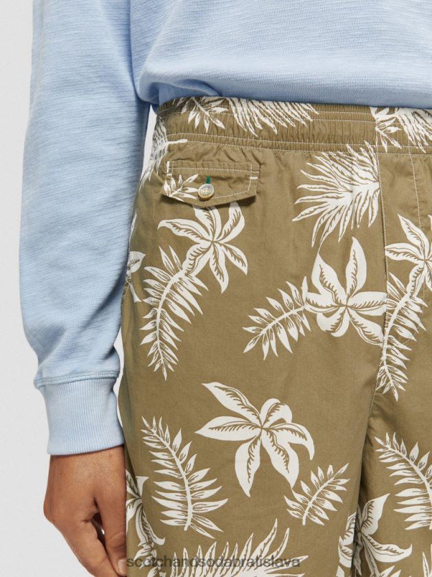 muži oblečenie kaki list Scotch & Soda popelínové bermudy s potlačou 4ZV00D615