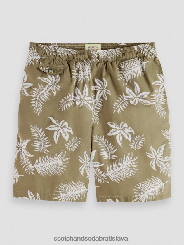 muži oblečenie kaki list Scotch & Soda popelínové bermudy s potlačou 4ZV00D615