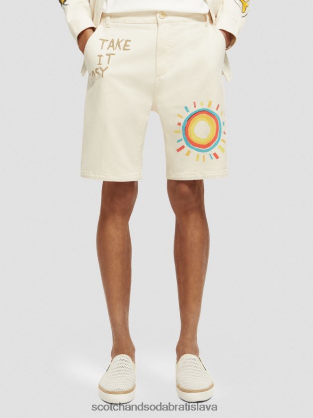muži oblečenie žltá výšivka Scotch & Soda keprové šortky z organickej bavlny s potlačou 4ZV00D627