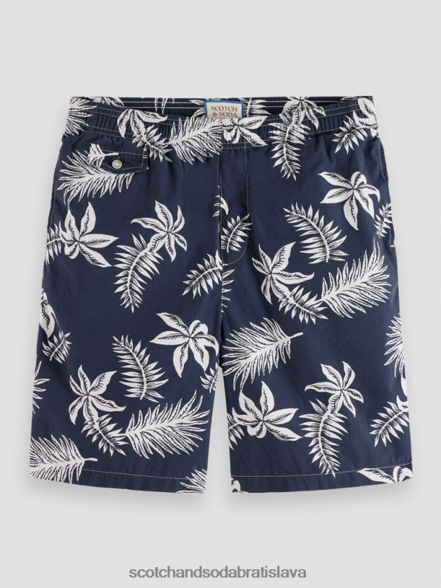 muži oblečenie námornícky list Scotch & Soda popelínové bermudy s potlačou 4ZV00D616