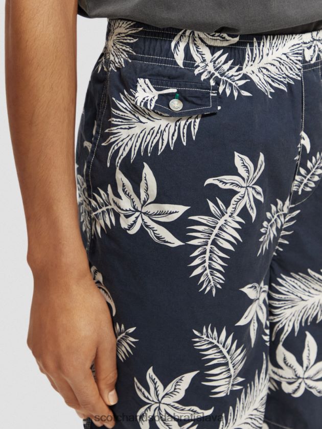 muži oblečenie námornícky list Scotch & Soda popelínové bermudy s potlačou 4ZV00D616