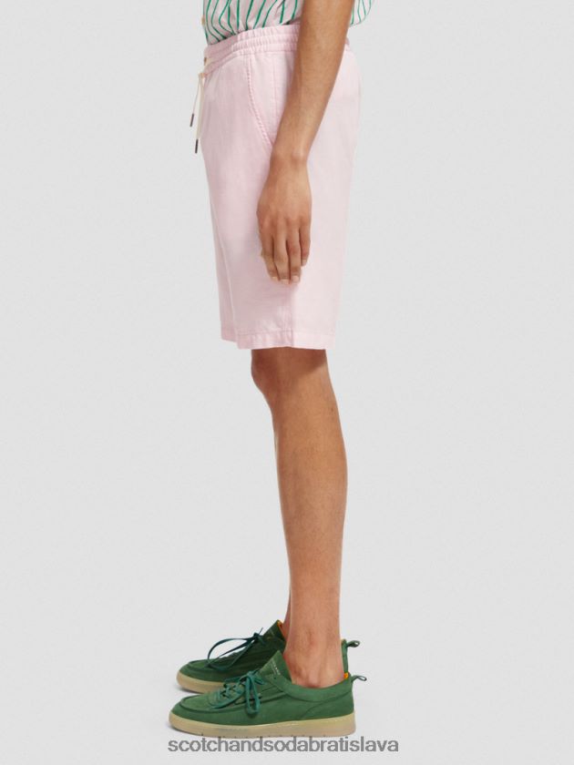 muži oblečenie ruža Scotch & Soda obľúbené bermudy z ľanovej zmesi 4ZV00D598