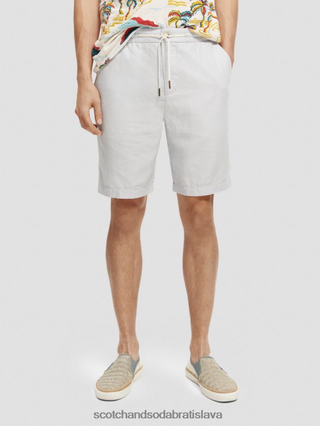 muži oblečenie svetlo šedá Scotch & Soda obľúbené bermudy z ľanovej zmesi 4ZV00D599
