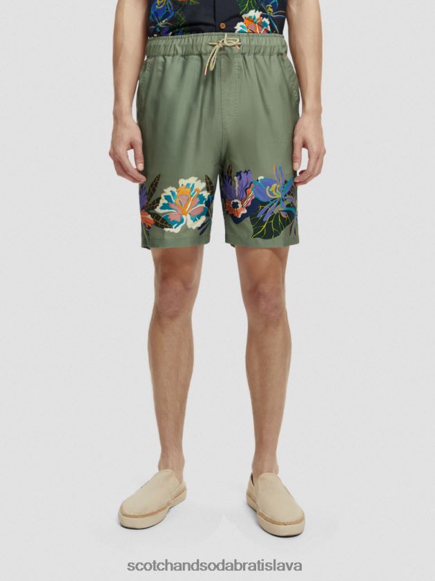 muži oblečenie zelený tenis aop Scotch & Soda elastické šortky s potlačou 4ZV00D597