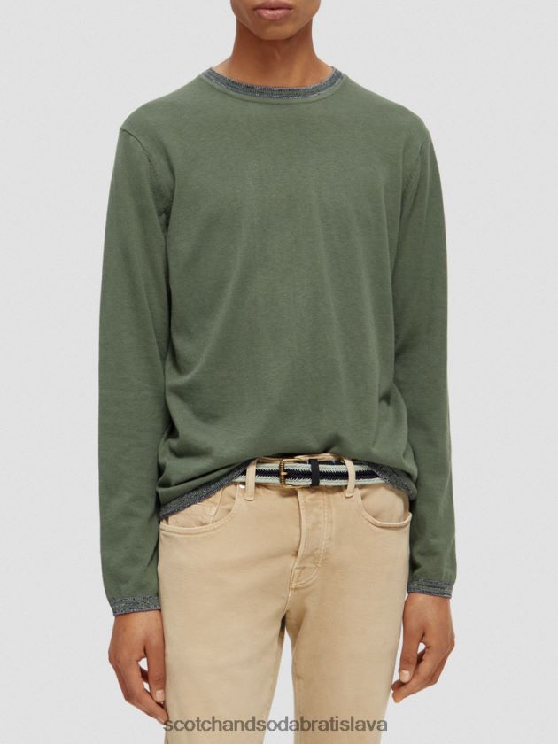 muži oblečenie armády Scotch & Soda sveter s kontrastným lemom 4ZV00D653