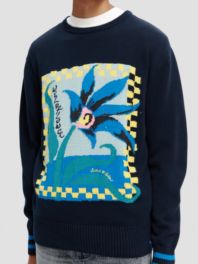 muži oblečenie combo a Scotch & Soda intarzia umelecké dielo organický sveter 4ZV00D641