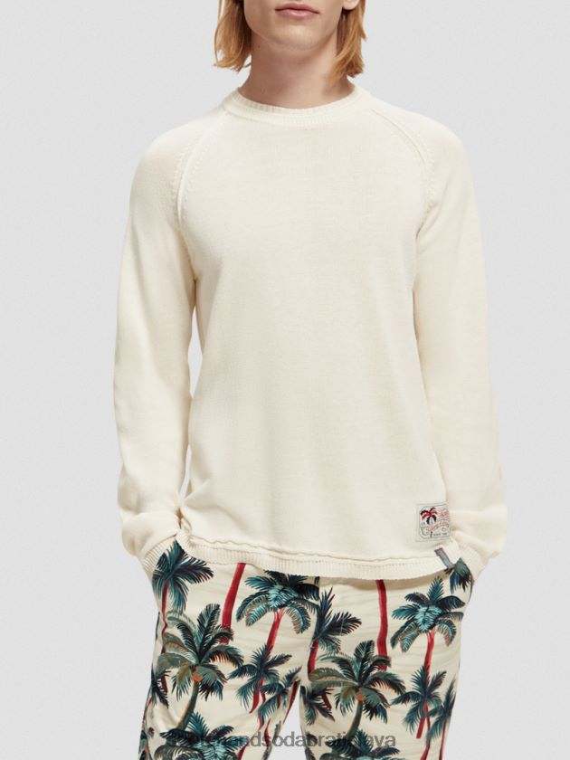 muži oblečenie denim biela melanž Scotch & Soda raglánový sveter 4ZV00D659