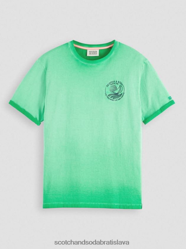 muži oblečenie amazonská zelená Scotch & Soda za studena farbené umelecké tričko 4ZV00D376
