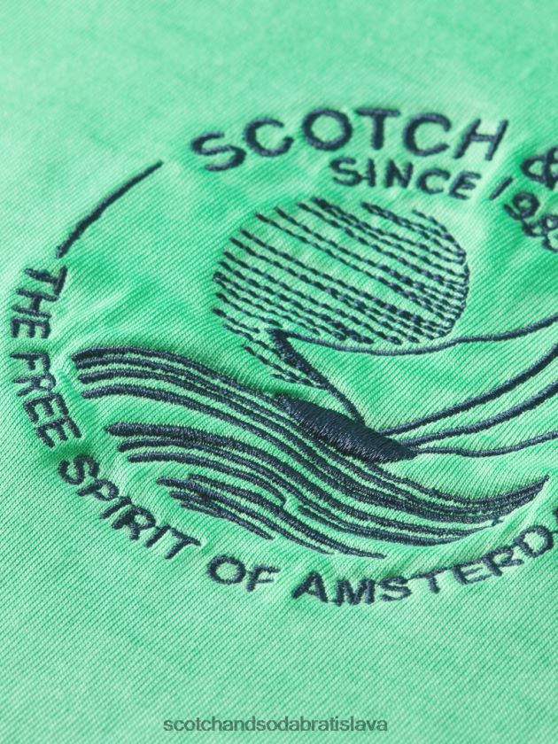 muži oblečenie amazonská zelená Scotch & Soda za studena farbené umelecké tričko 4ZV00D376