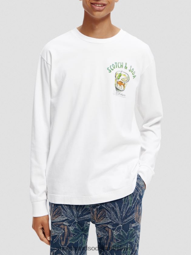 muži oblečenie biely Scotch & Soda Umelecké tričko s dlhým rukávom z organickej bavlny 4ZV00D391
