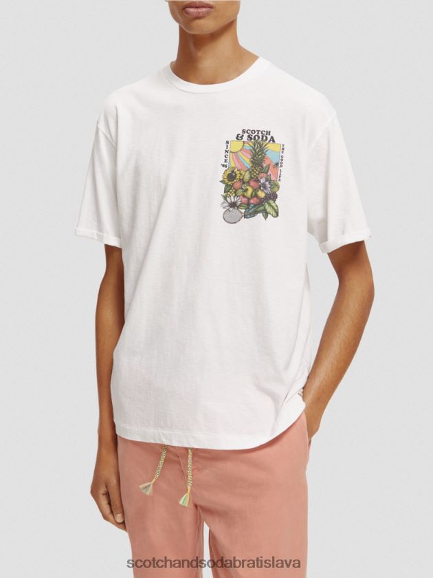 muži oblečenie biely Scotch & Soda umelecké tričko uvoľneného strihu 4ZV00D459