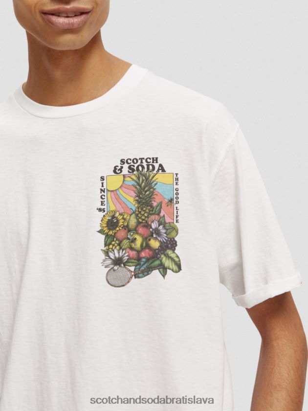 muži oblečenie biely Scotch & Soda umelecké tričko uvoľneného strihu 4ZV00D459