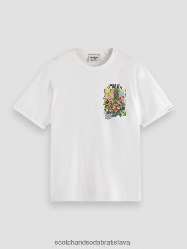 muži oblečenie biely Scotch & Soda umelecké tričko uvoľneného strihu 4ZV00D459