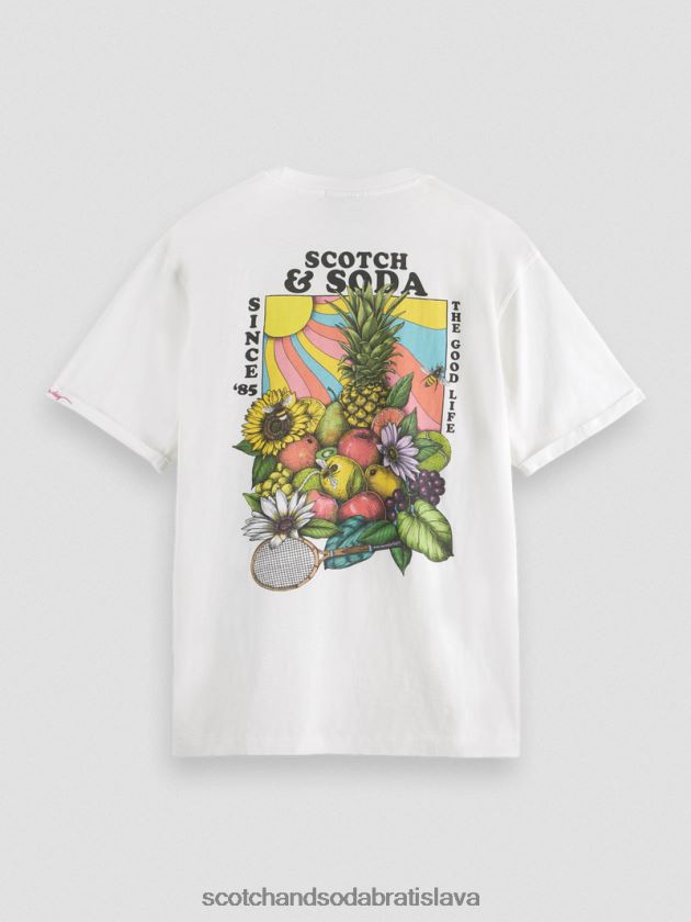 muži oblečenie biely Scotch & Soda umelecké tričko uvoľneného strihu 4ZV00D459