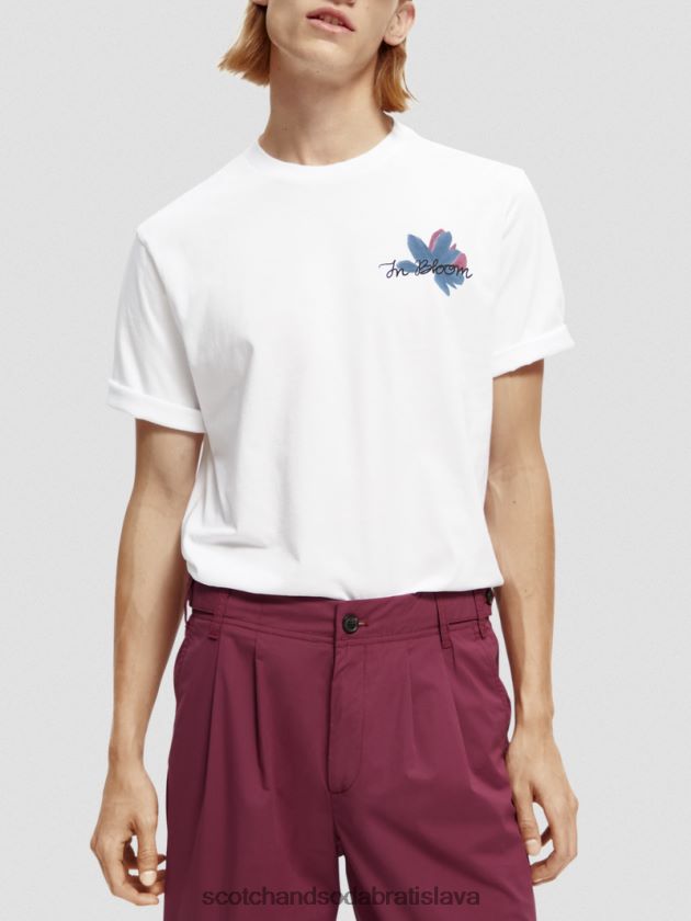 muži oblečenie biely Scotch & Soda umelecké tričko z organickej bavlny 4ZV00D348