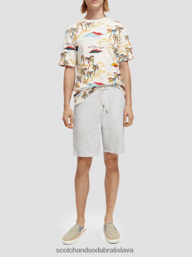 muži oblečenie biely palmový ostrov aop Scotch & Soda tričko s výstrihom a potlačou 4ZV00D412