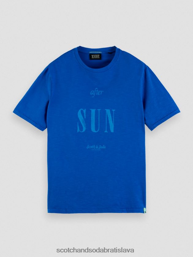 muži oblečenie dúhovka modrá Scotch & Soda organické džersejové umelecké tričko 4ZV00D366
