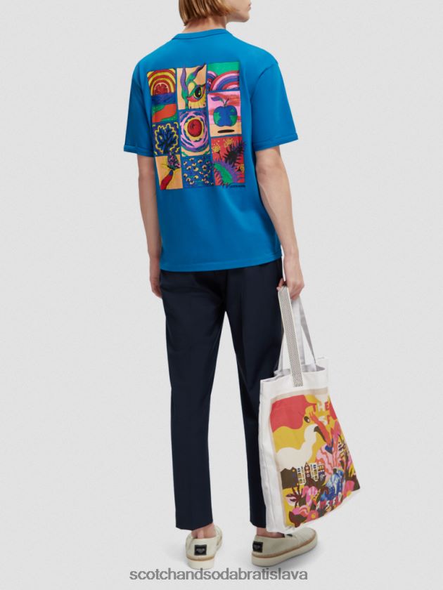 muži oblečenie dúhovka modrá Scotch & Soda organické umelecké tričko uvoľneného strihu 4ZV00D360